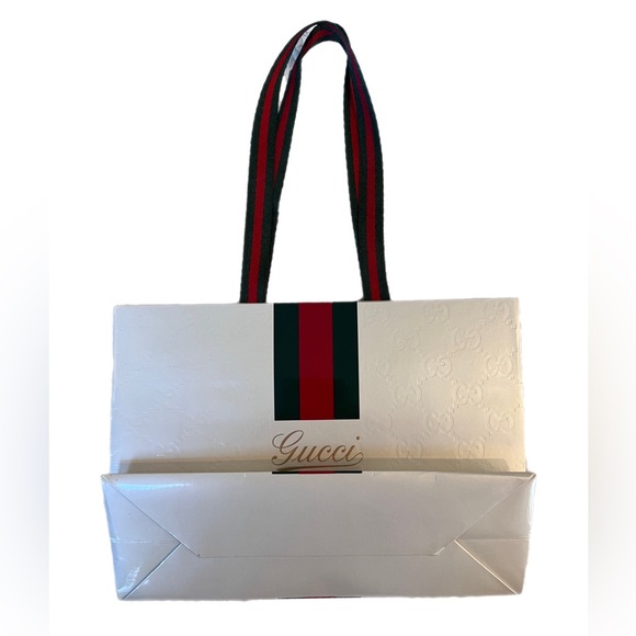 Gucci Shopping Bag - SHINY Pearl White/Red/Green/Gold with GG logo throughout! - Picture 3 of 3